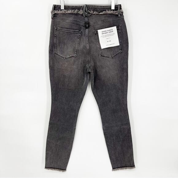 NWT Good American Good Curve High Waist Skinny Crop Jeans 30 Black207 - Picture 3 of 8
